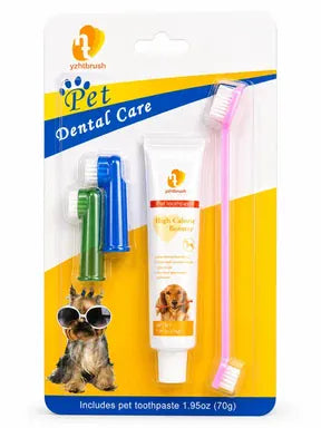 HMA Dog and cat Pet Dental Care Kit ToothpasteToothbrush and Finger Brush 70g