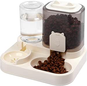 HMA Dog and cat Pet Feeder Bowl 2-in-1 Water and Food Black