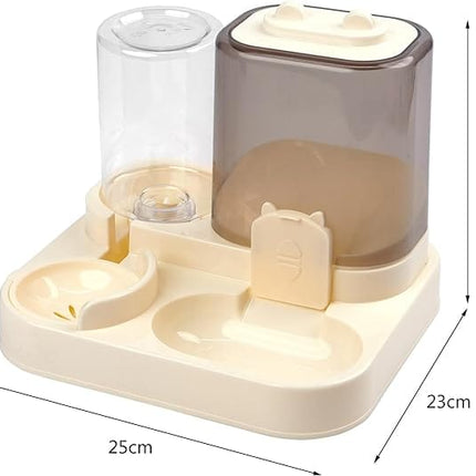 HMA Dog and cat Pet Feeder Bowl 2-in-1 Water and Food Black