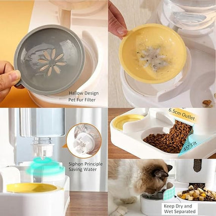 HMA Dog and cat Pet Feeder Bowl 2-in-1 Water and Food Blue