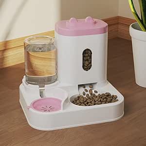 HMA Dog and cat Pet Feeder Bowl 2-in-1 Water and Food Pink