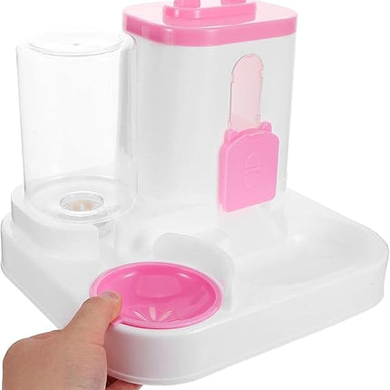 HMA Dog and cat Pet Feeder Bowl 2-in-1 Water and Food Pink