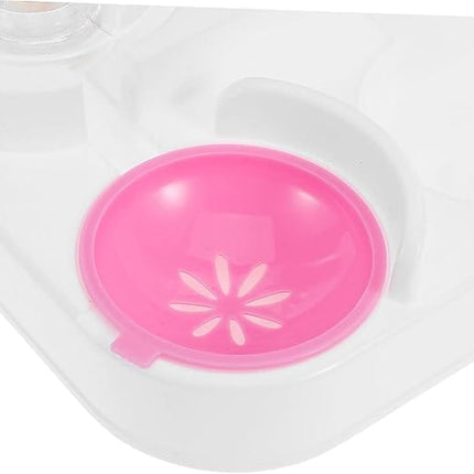 HMA Dog and cat Pet Feeder Bowl 2-in-1 Water and Food Pink