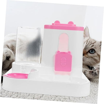 HMA Dog and cat Pet Feeder Bowl 2-in-1 Water and Food Pink