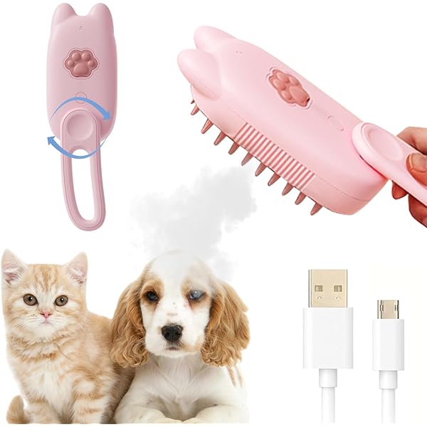 HMA Dog and cat Pet Spray Massage Comb and Pet Brush with Charging Cable