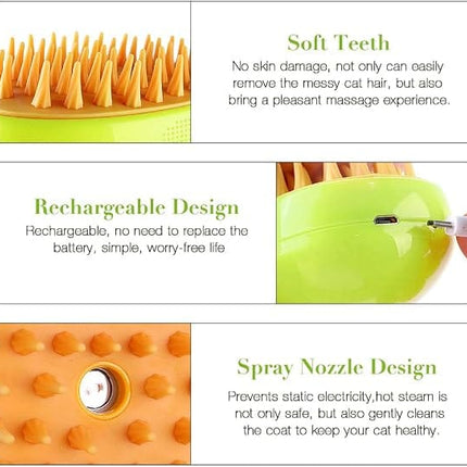 HMA Dog and cat Pet Spray Massage Comb and Pet Brush with Charging Cable