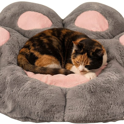 HMA Dog and cat Plush Cat Paw Bed in Grey 70x60cm