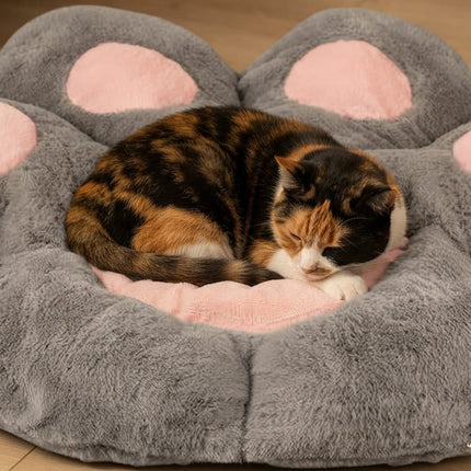 HMA Dog and cat Plush Cat Paw Bed in Grey 70x60cm