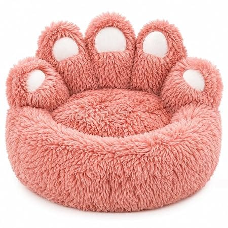 HMA Dog and cat Plush Cat Paw Bed in Pink 65x65cm