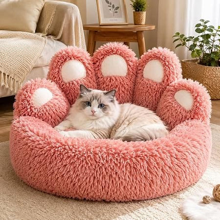 HMA Dog and cat Plush Cat Paw Bed in Pink 65x65cm