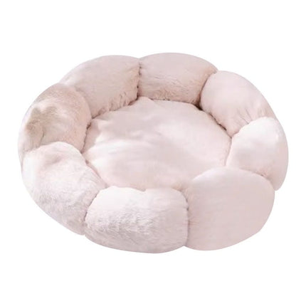 HMA Dog and cat Plush Flower Pet Bed Soft Fluffy Round Calming Cat and Dog Small Cuddler Nest with Raised Rim
