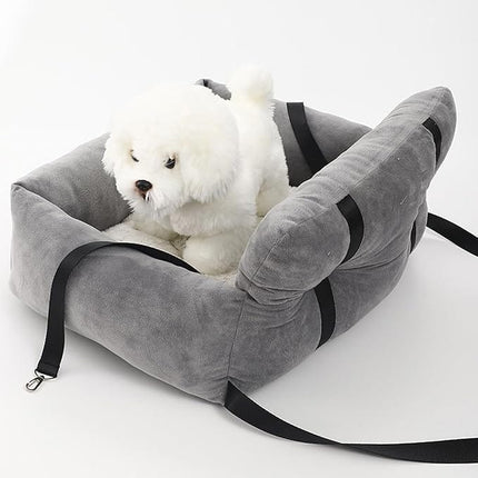 HMA Dog and cat Plush Grey Pet Car Booster Seat for Cats and Dog Small Size 45 × 40 cm