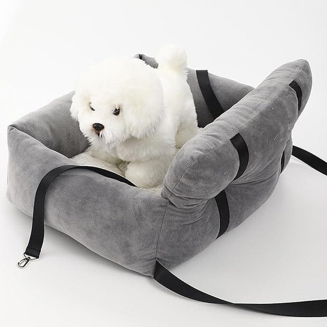 HMA Dog and cat Plush Grey Pet Car Booster Seat for Cats and Dog Small Size 45 × 40 cm
