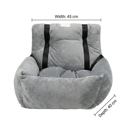 HMA Dog and cat Plush Grey Pet Car Booster Seat for Cats and Dog Small Size 45 × 40 cm