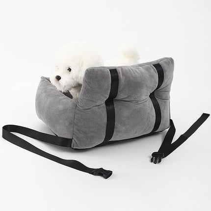 HMA Dog and cat Plush Grey Pet Car Booster Seat for Cats and Dog Small Size 45 × 40 cm