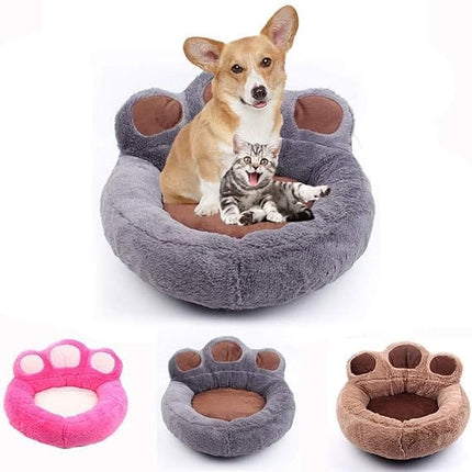 HMA Dog and cat Plush Paw Shape Calming Pet Bed 60x70cm Soft Fluffy Dog and Cat Sofa Bed with Cushion