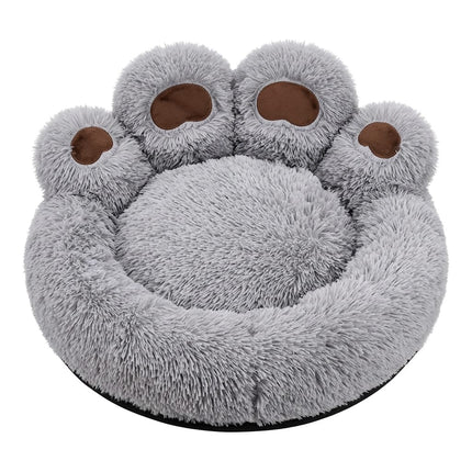 HMA Dog and cat Plush Paw Shape Calming Pet Bed 70x70cm Grey