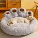 HMA Dog and cat Plush Paw Shape Calming Pet Bed 70x70cm Grey
