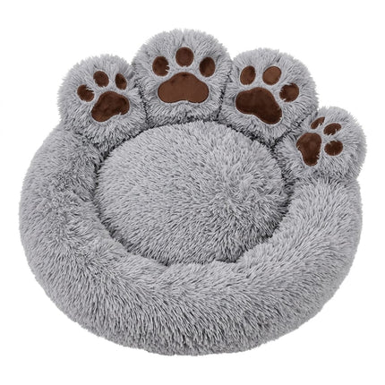HMA Dog and cat Plush Paw Shape Calming Pet Bed 70x70cm Grey