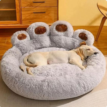 HMA Dog and cat Plush Paw Shape Calming Pet Bed 70x70cm Grey
