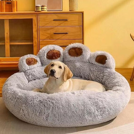 HMA Dog and cat Plush Paw Shape Calming Pet Bed 70x70cm Grey
