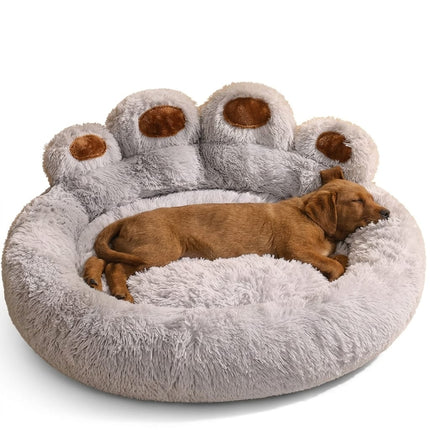 HMA Dog and cat Plush Paw Shape Calming Pet Bed 70x70cm Grey