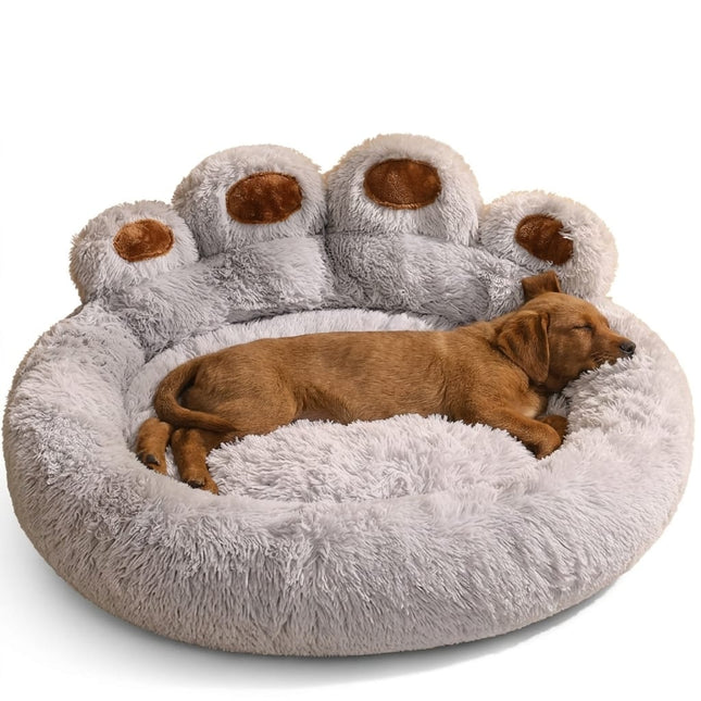 HMA Dog and cat Plush Paw Shape Calming Pet Bed 70x70cm Grey