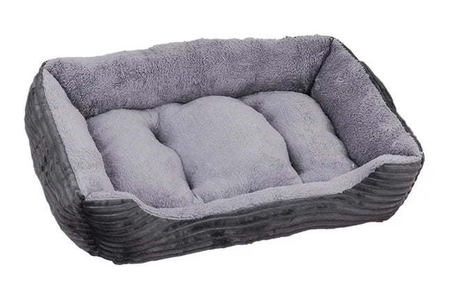 HMA Dog and cat Plush Pet Sofa Bed for Puppies and Cats 72x55x9cm Soft Rectangular Cushion and Warm Sleeping Nest in Grey