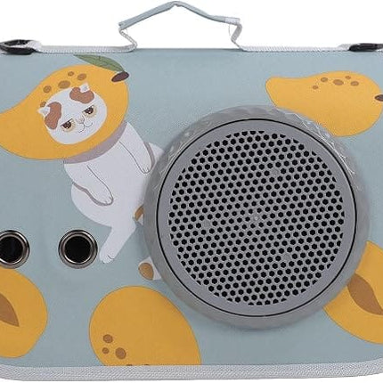 HMA Dog and cat SAMSIER Pet Carrier for Small Cat and Dog Blue Lemon Print