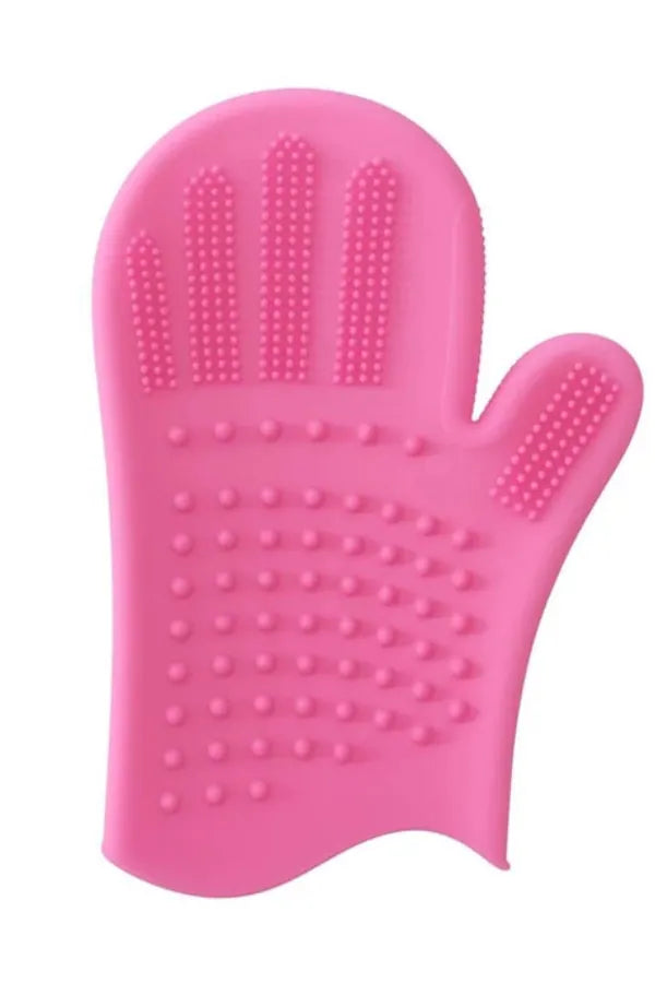 HMA Dog and cat Silicone Pet Grooming Glove for Dogs And Cats  Bath Brush Hair Removal And Massage Mitt pink