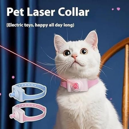 HMA Dog and cat Smart Hands Free Laser Cat Toy Collar Interactive Wearable Pointer Blue
