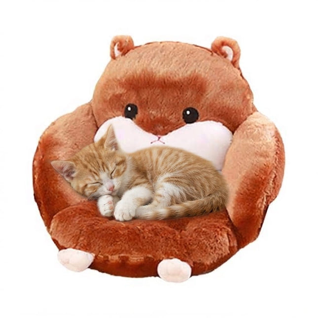 HMA Dog and cat Soft Plush Hamster Cat Bed Warm Enclosed Sofa Cushion Nest for Kittens and Small Dogs in Brown 55cm