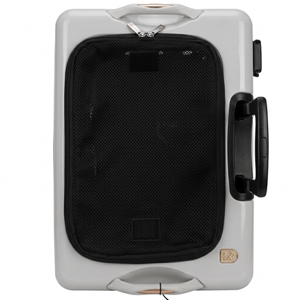 HMA Dog and cat Wheeled Pet Carrier Suitcase Portable Trolley Travel Carrier for Cats And Small Dogs 51 × 35 × 37 cm Off-White