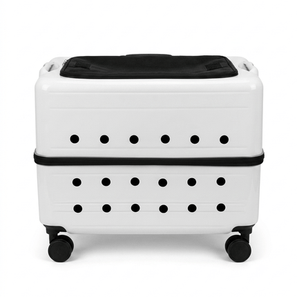 HMA Dog and cat Wheeled Pet Carrier Suitcase Portable Trolley Travel Carrier for Cats And Small Dogs 51 × 35 × 37 cm Off-White