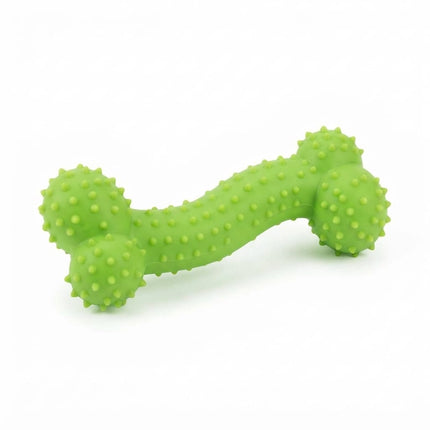 HMA Dog Coolcat Rubber Chew Bone Dog Toy Textured Teething Toy Green