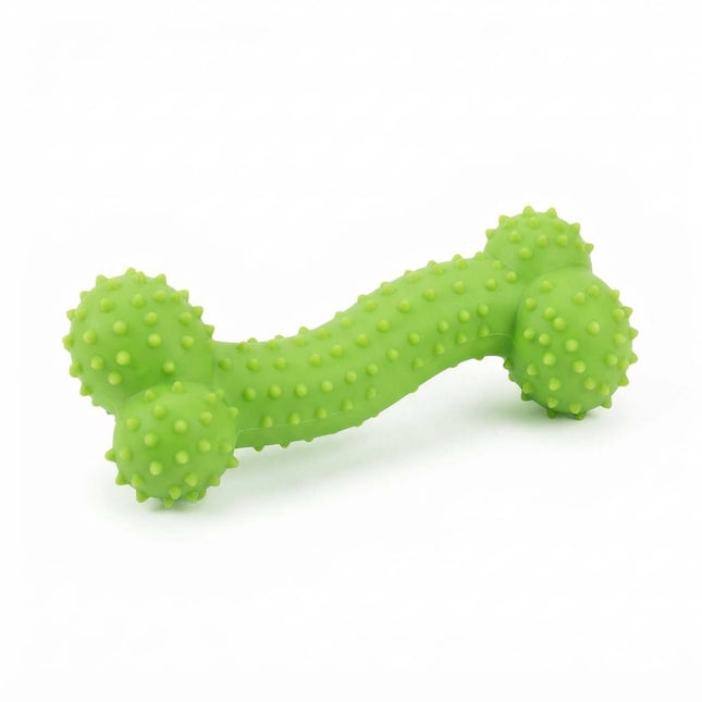 HMA Dog Coolcat Rubber Chew Bone Dog Toy Textured Teething Toy Green