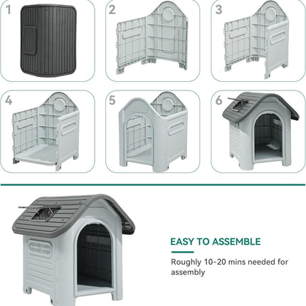 HMA Dog House Plastic X large for Dog With Metal Door And Sky Window