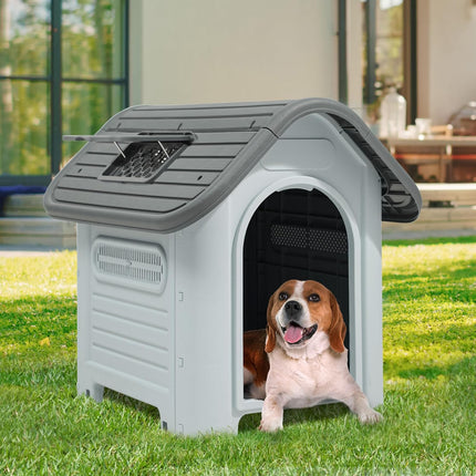 HMA Dog House Plastic X large for Dog With Metal Door And Sky Window