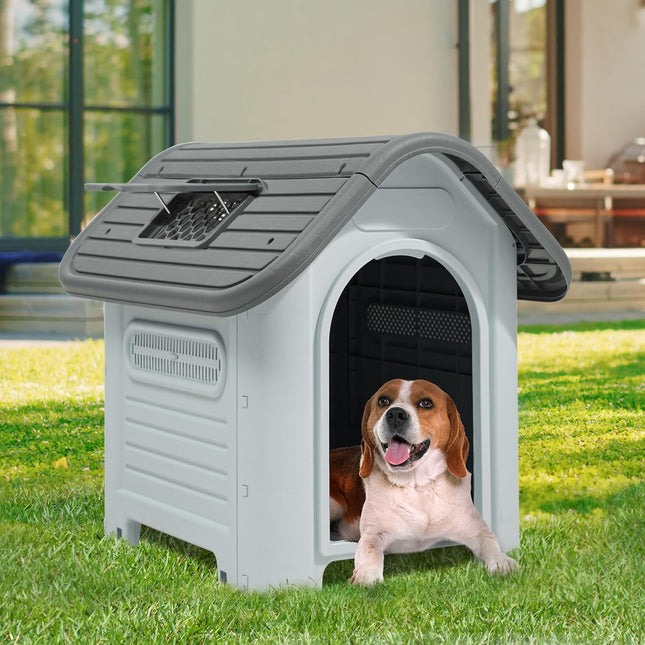 HMA Dog House Plastic X large for Dog With Metal Door And Sky Window