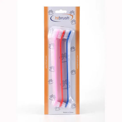 htbrush Dog and cat htbrush 3-Piece Pet Toothbrush Set DoubleSided Dental Care for Dogs and Cats
