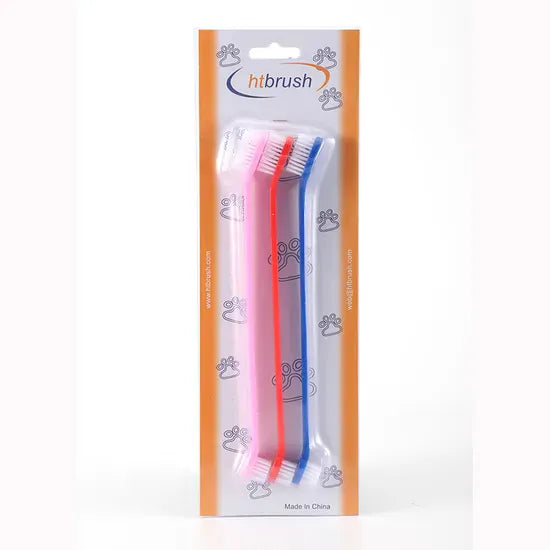 htbrush Dog and cat htbrush 3-Piece Pet Toothbrush Set DoubleSided Dental Care for Dogs and Cats