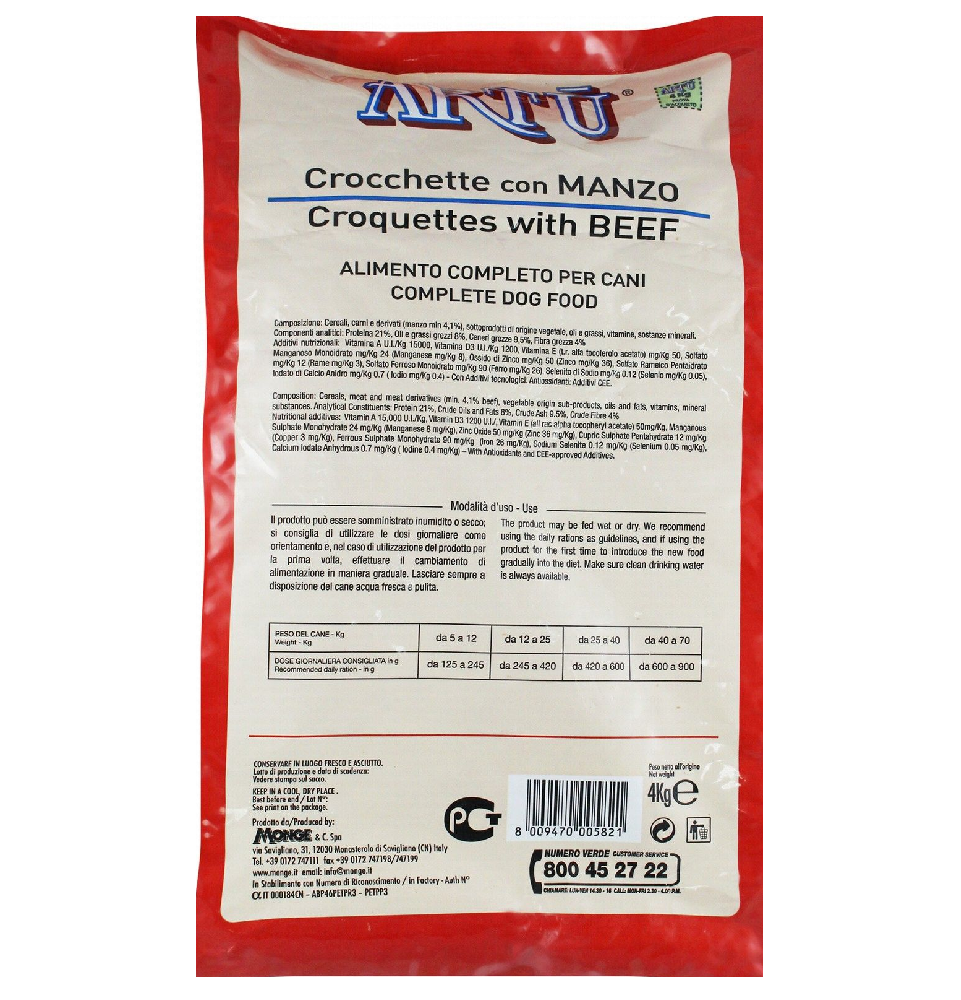 Artu Dry Food for adult Dog with Beef 4 kg