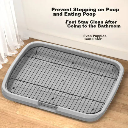 Potty Training Tray with Metal Mesh Grid Indoor Pee Pad Holder 66×50cm Gray