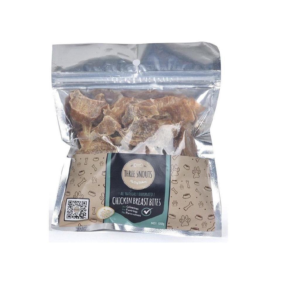 مكافآت الحيوانات الأليفة على شكل صدور دجاج من ثري سنوتس 100 جرام