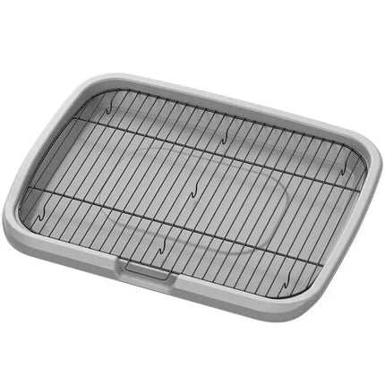 Potty Training Tray with Metal Mesh Grid Indoor Pee Pad Holder 66×50cm Gray