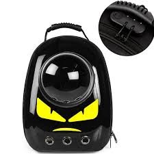 Yabe Pet Carrier Backpack With Window white with Black and Yellow