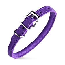 WAUDOG XL Rolled Leather Dog Collar Purple,with QR 53 to 61 in 1.3 cm