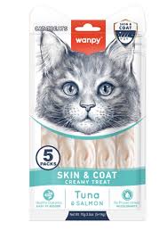 Wanpy Skin and Coat Creamy Cat Treats with Tuna and Salmon 5 pcs