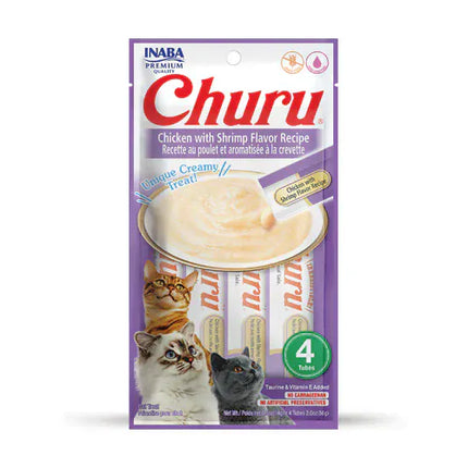 Inaba Cat Inaba Churu Creamy Cat Treats Shrimp Flavor with Chicken 4 in 14 gr