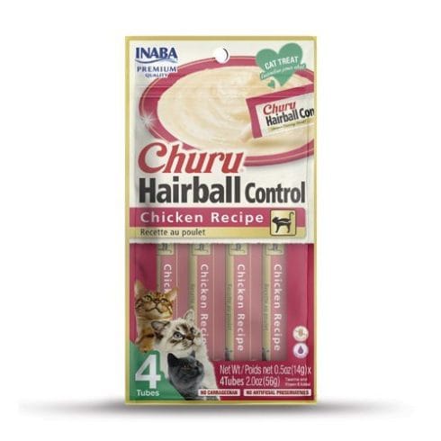 Inaba Cat Inaba Churu Hairball Control Cat Treats Paste with Chicken 4 in 14 gr